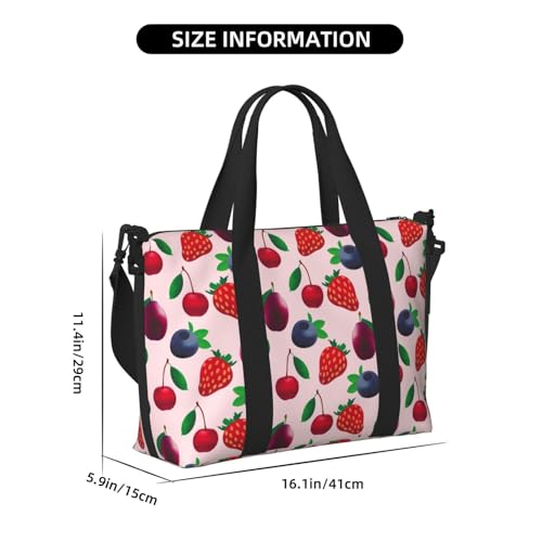 Carry On Duffle Bags Overnight Weekender Bags for Women, strawberry Blueberry design Personal Item Travel Bag, Travel Essentials Sport Gym Bag for Men Women2