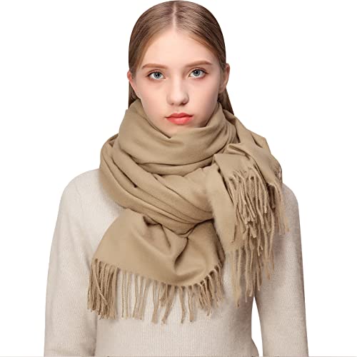 RIIQIICHY Chal Mujer Invierno Bufanda Pashmina Pañuelos grandes foulard fular Estola Poda Fiesta Marrón