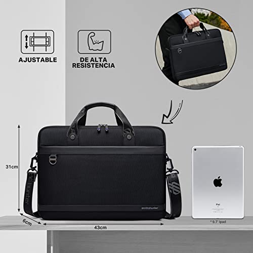 حقيبة لاب توب من اركتيك هانتر، حقائب ماسنجر للرجال والنساء، حقيبة لابتوب مع مقبض، حقيبة كمبيوتر مقاومة للماء للاب توب مقاس 15.6 بوصة، اسود - GW00022-Black