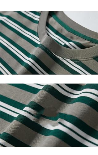 T-shirt d'été à rayures amples col rond et manches courtes casual - 3