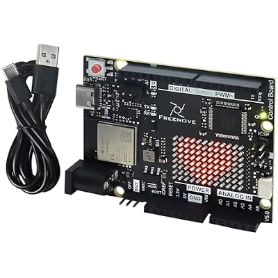 Freenove Control Board V5 Rev4 WiFi (Compatible with Arduino IDE), Arm Cortex-M4 Microcontroller, Onboard ESP32-S3, LED matrix, USB-C Connector, Example Projects and Code Tutorial