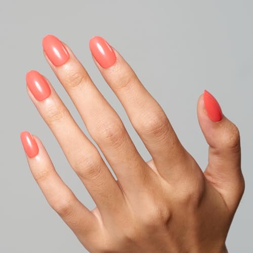 GLAMERMAID Press on Nails Medium Oval, Reddish Orange Fall Short Oval Acrylic Fake Nails Kits, Glossy Reusable Full Cover Stick on Nails for Women Gifts — view 4
