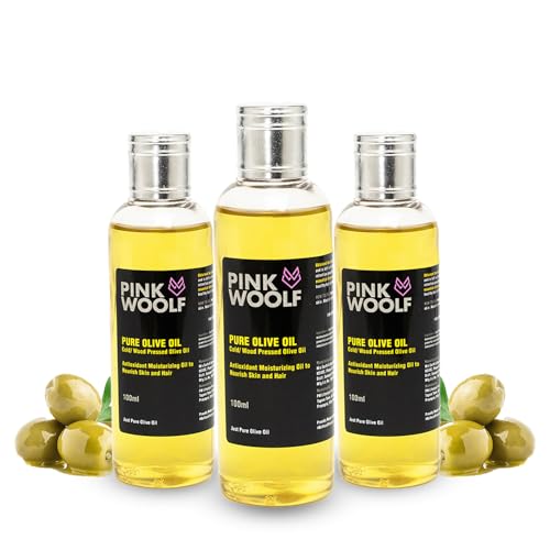 Image of Pink Woolf Olive Oil for Hair & Skin | Light & Quick-Absorbing | Ideal for Body Massage | 3 Bottle Pack