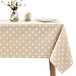 WenYa Polka Dot Tablecloth Wipe Clean Table Cloth Wipeable PVC Tablecloths Plastic Dinner Cover, Rectangular Waterproof Table Cover Protector for Picnic Party Indoor Outdoor - Beige, 71x54in/180x137cm