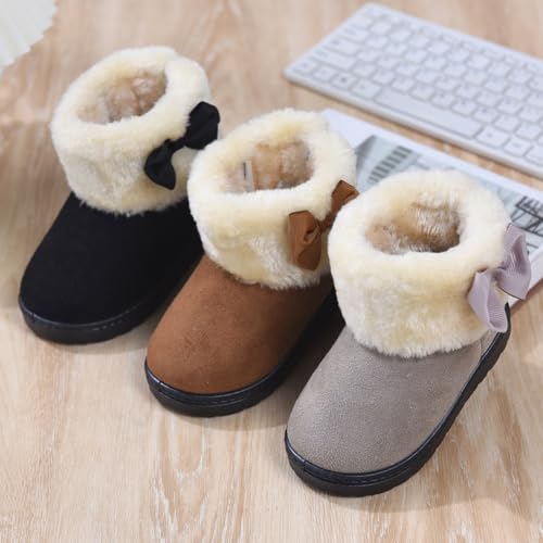 Fashion Winter Bowknot Platform Boots Kids Ankle Boots Toddler Kids Wool Lined Slippers Girls Boys Outdoor Warm Indoor Home Anti Slip Trendy Mini Boots3