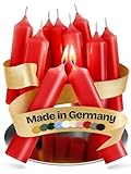 Kerzenfeld® Velas de varilla, 10 unidades de 100 x 22 mm, 2 veces sumergidas, larga duración de combustión de 4 horas, calidad de fabricación alemana, certificado RAL y sin goteo (rojo)