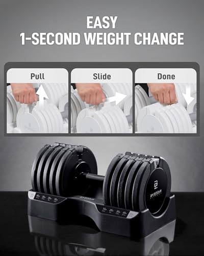 Image of BYZOOM FITNESS Pure Series Adjustable Dumbbell - 12.5 /25 /27.5 /50 /55 /75lb - ONE UNIT OR PAIR(check QTY before purchase) - 5-in-1 / 10-in-1 / 15-in-1 / 21-in-1 Flexible Hand Weights for Home Apartment Garage Gym, Strength Training & Fitness Workouts, White OR Black