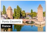 Aimant puissant à l'arrière Vue panoramique des Ponts Couverts (ponts couverts), un ensemble médiéval de ponts et de tours défensives sur la rivière malade à l\'entrée du quartier historique de la Petite France, aimant de