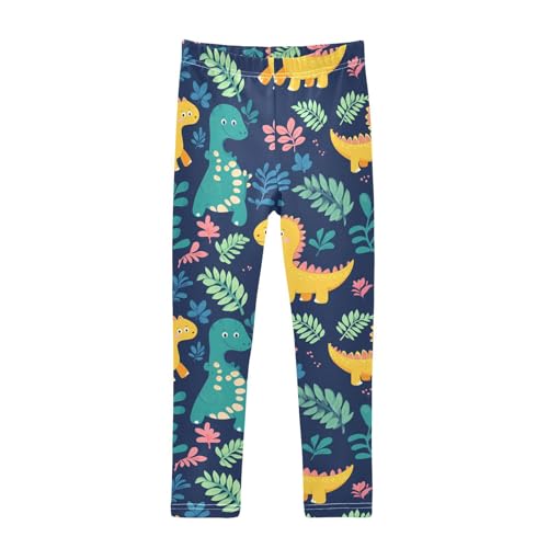 Cute Dinosaur Leaves Girls' Leggings Toddler Doodles Plam Head Kids Yoga Pants Dance Active Tights 4T