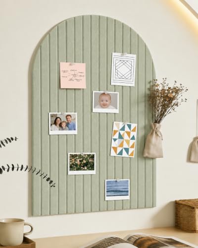 Large Arched Felt Bulletin Board Sized 36 x 24 for Office & Wall Decor 6 Customizable Adhesive Tiles with Pins are Perfect to Display Your Photos (Sage Green)