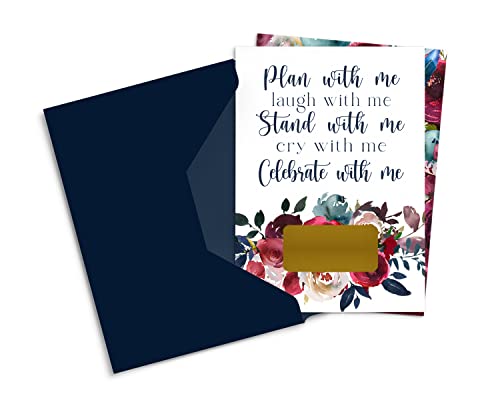 Indigo Floral Bridesmaid And Maid Of Honor Scratch Offs With Envelopes Pack Of 7 Bridal Proposal Cards For Asking Wedding Attendants To Stand With Me Rustic Set Paper Clever Party #TOP6