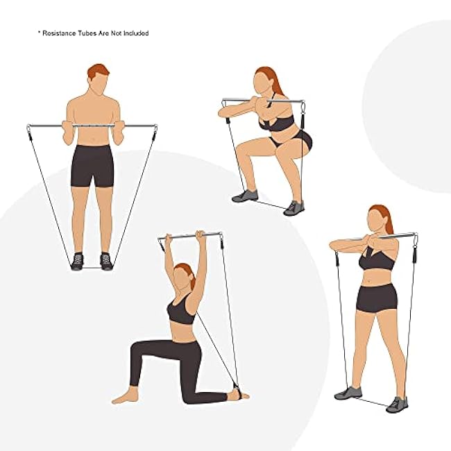 Silver 2 Rings Exercise Expandable Workout Spreader Bar Glutes and Leg Fitness Gear, Home Indoor Gyms, Pilates Kit