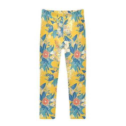 KLL Floral Indonesian Batik Motif Little Girls Cotton Leggings Soft High Waisted Leg Yoga Pants Sports