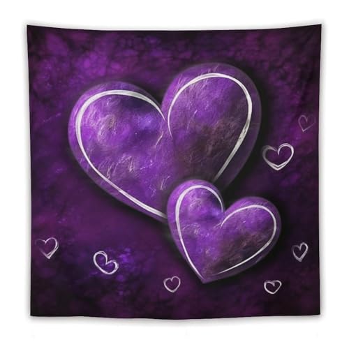 Tenture murale cœurs violets LYHVSFZQ en tissu léger multifonction