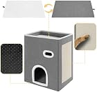 Foto di BAKAJI Cuccia per Gatti Verticale con Ingresso, Casetta Grigio Rifugio per Animali Domestici, Tiragraffi in Poliestere Caldo e Imbottito, Cuccetta Graffiatoio con Base Antiscivolo 48 x 37.5 x 63 cm