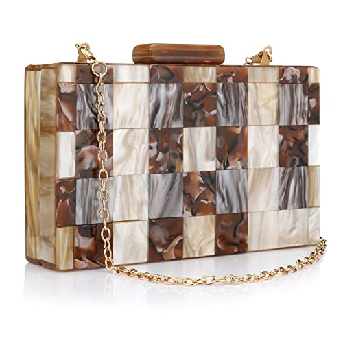 Image of YYW Acrylic Purses and Handbags with Marbling for Women Elegant Banquet Evening Crossbody Handbag Box Clutch