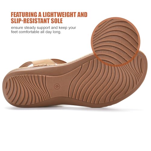 WLXARSU Women's Arch Support Flat Sandals, Adjustable, Brown, Size 8 by WLXARSU - Used condition - Image 6