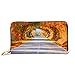 Produktbild JHGFG Mode Handtasche Reißverschluss Brieftasche Herbst Herbst Straße Landschaft Echte Bäume Telefon Kupplung Geldbörse Abendkupplung Blockieren Leder Brieftasche Multi Card Organizer
