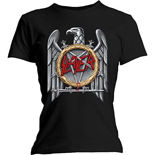 T-shirt Slayer Femme Silver Eagle vêtement musique rock métal noir