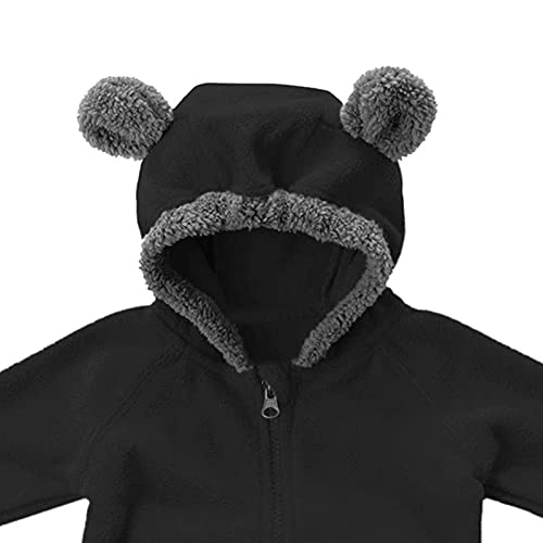 Fleece Zip Up Bear Ear Jacket Toddler Girls Hooded Solid Color Brushed Coat Baby Boys Cute Fall Winter Outwear2
