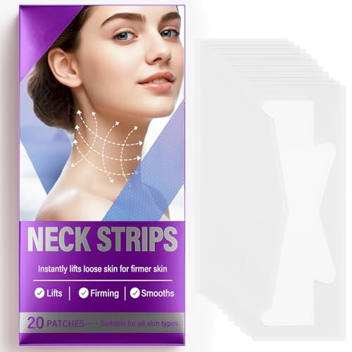 ALFREVER Neck Tape Lifting Invisible, 20Pcs Reusable & Waterproof Neck Lift Tape, Breathable Elastic Ne-ck Lift Strips for Sagging Skin & Double Chin, Instant Firm and Define Jawline