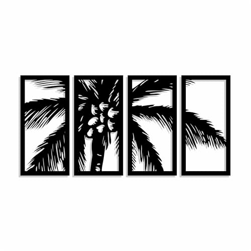 Stracci Cards | Cuadro Palmera de Metal 150x72 cm para Pared Arte Decorativo Metálico - Decoración Pared Fácil Instalación Fabric