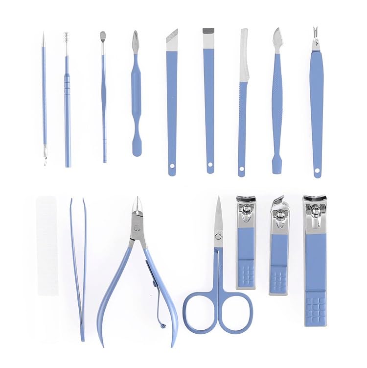 Coupe-Ongles élégants : ensemble de 16 pièces de manucure avec étui pliant