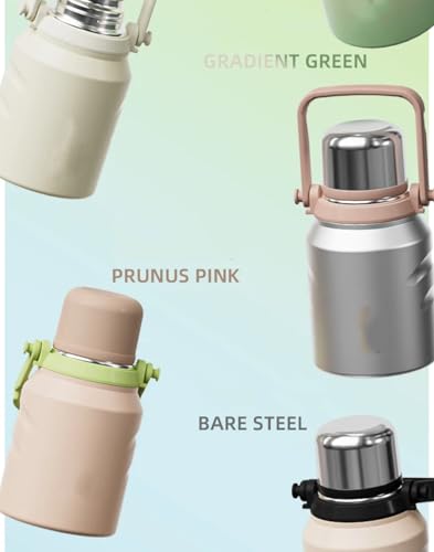 Image of 800 /1200 /1500ml Large Capacity 316 Stainless Steel 3-in-1 Lid Vacuum Insulated Handheld Water Bottle Portable Leak-Proof for Office Sports Outdoor as New Year /Valentines Gifts for Family Friends