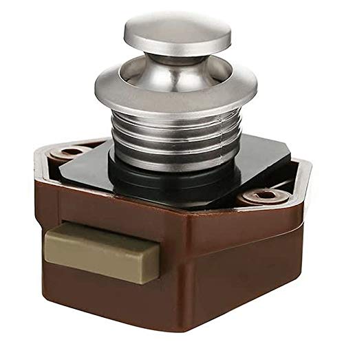 POFET Türschloss mit Druckknopf für Schrank, Möbel, Schrank, Schlüssel, für Wohnmobil, Wohnmobil (braun)