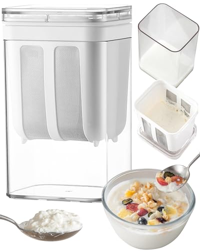 19oz Greek Yogurt Strainer with Stainless Steel Fine Mesh Bag & Lid, 1Pack