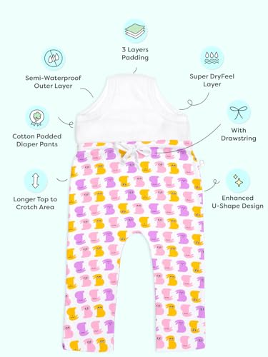 Image of superbottoms Diaper Pants | Cotton Baby Cotton Pants with Attached Padded Underwear | Ideal for Diaper-Free Time, Outings & Potty Training | Unisex | Soft Fit