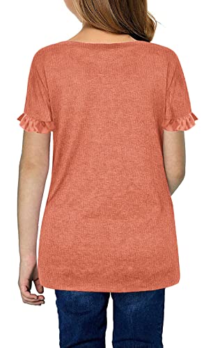 Image of Haloumoning Girls Crew Neck T Shirts Peplum Babydoll Tops Tees 4-15 Years | Girls T-Shirts, Casual Loose Tunic Tops, Cute Ruffle T Shirts, Short Sleeve Shirts, Long Sleeve Blouse