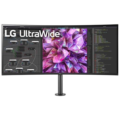 LG UltraWide PC Monitor Curved 38WQ88C, 38 Inch, 21:9 QHD+ 1600p, IPS Display, DCI-P3 95% (Typ.), HDR 10, USB Type-C, HDMI, DIsplayPort, USB 3.0, Rich Bass Speaker, AMD FreeSync, Ergonomic Design