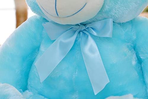 Yxian Plush Colorful Glowing Teddy Bear Plush Toy Sleeping Panda light-up Toy Plush Night light for children Birthday party Christmas halloween house decoration 19.69 in (Glowing teddy bear blue)