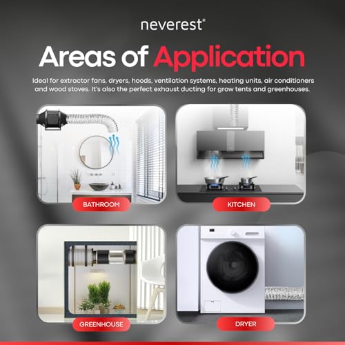 Neverest® Semiflex Tubo Alluminio 160Mm Estensibile Lunghezza 3M - Resistente Corrosione Al Calore Tubo Flessibile Alluminio Di Scarico Per Aria Condizionata, Asciugatrice, Forno - 6