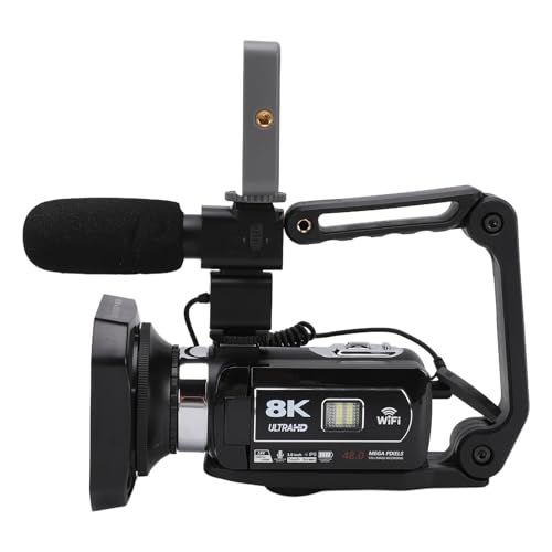 Tosuny Videocámara 8K con Foto de 64MP, Cámara de Video WiFi con Zoom Digital 18X con Pantalla Táctil de 3 Pulgadas, Micrófono Externo, Estabilización de 6 Ejes para Vlogging