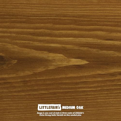 Littlefair's Wood Stain Water Based - 5 LTR - Indoor Furniture Stain Light & Dark Finishes - Special Non Toxic & Eco Friendly Formula - Wood Stain for Crafts - Colour: Medium Oak