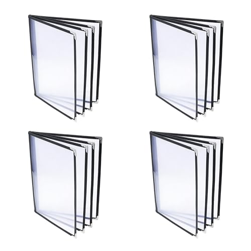 4 Pack 8.5 x 11 Menu Covers, 4 Page 8 View Transparent Restaurant Menu Covers, A4 Clear Menu Holder, Durable Menu Book for Cafe Bar Restaurant, Morning Menu Homeschool Supplies
