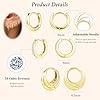 Poxtex Small 14K Gold Plated Huggie Hoop Earrings Set for Women, Hypoallergenic Trendy Hoops Stacks for Multiple Piercings, Dainty Cute Mini Lightweight Cartilage Helix Jewelry Gift Sensitive Ears #4