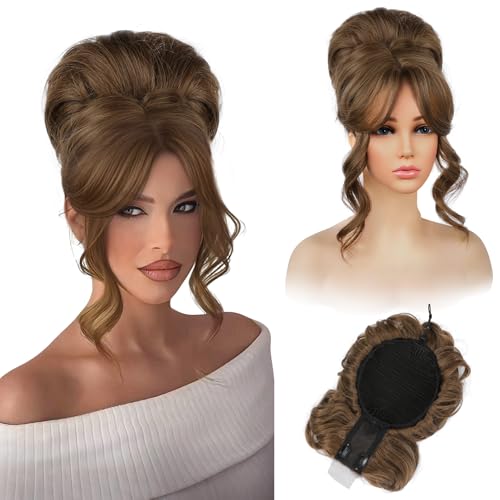 REECHO Messy Bun Hair Piece with Bangs – 2-in-1 Drawstring