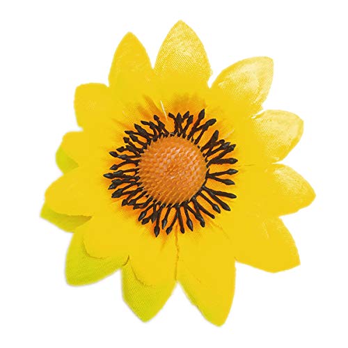 Image of Plastic Artificial 9 cm 50 PIS Big Sunflower Flower Head for Wedding Home DIY Party Decoration Hair Clip Craft (Yellow 9cm X 9cm) (50)