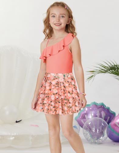 Image of GRACE KARIN Girls One Piece Swimsuits with Mesh Skirt Bathing Suit Swimwear 6-14Y