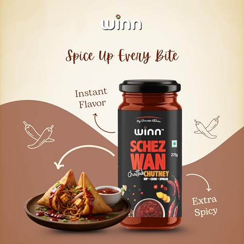 Image of Winn Schezwan Chutney 275g Glass Bottle | Pack of 1 | Chinese Schezwan Sauce | Hot & Spicy