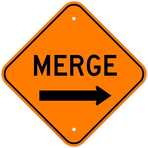 Merge With Right Arrow Sign, 12x12 Inches, Rust Free .040 Aluminum, Fade Resistant, Made in USA by My Sign Center