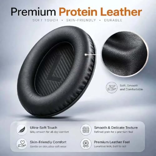 Repuestos de Almohadillas para Auriculares Bose QuietComfort 35 (QC35) y QuietComfort 35 II (QC 35 ii), Almohadillas con Memoria de Forma, Cuero de Proteína más Suave y Mayor Grosor miniatura 3