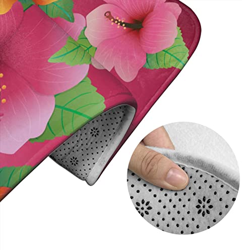 DIRYKILP Badematte + Konturmatte + Toilettendeckelbezug, Kunst Schöne Blumen 3 Stück Badematten Set, mit rutschfester Klebeunterseite – Bild 6