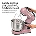 Hamilton Beach Electric Stand Mixer, 4 Quarts, Dough Hook, Flat Beater Attachments, Splash Guard, 7 Speeds with Whisk, Easy-Carry Top Handle, Pink