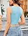 Avidlove Lace Tank Tops for Women Going Out Summer Ribbed Crop Tops Y2k Sexy Lace Top(Light Blue,L)