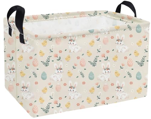 Image of Essme Rectangular Shelf Basket for Kids, Toy Organizer, Easter Gift. (Flower Easter Eggs)