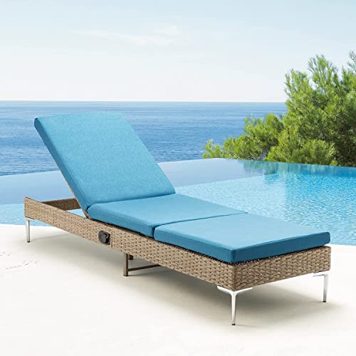 Homrest Patio Rattan Chaise Lounge Chair Set Of 2 For Outside, Outdoor Pool Lounge Chair, Reclining Wicker Lounge Chair Set With Adjustable Backrest, Cushions For Poolside Porch Garden And Backyard #TOP5